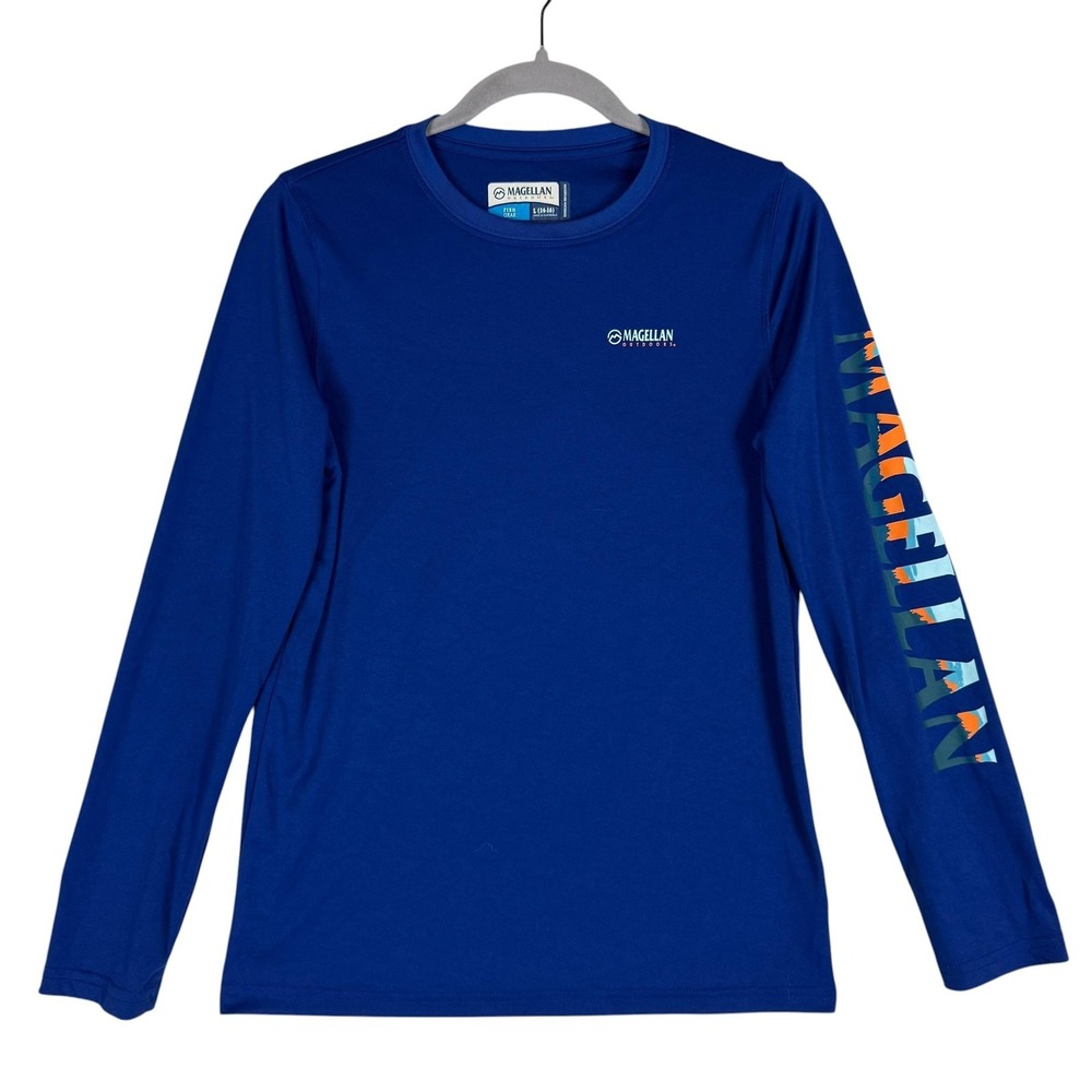 Magellan Outdoors Shirt Boys 14-16 Blue Long Sleeve Fishing Tee Moisture Wicking